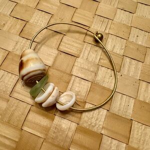 Shell & Sea Glass Bangle Bracelet
